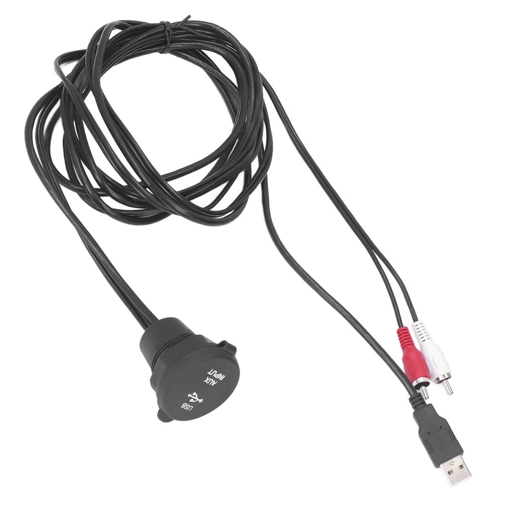 6ft Flush Mount Cable Kit USB3.0 Male to Female 2 RCA to 3.5mm Female for Motorcycles Cars Dashboard