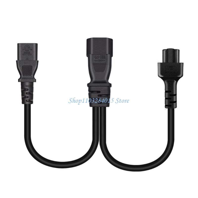 R6FF 3-pin IEC320-C14 Male To IEC320-C13+C5 Female Power Supply Converter Cable Line