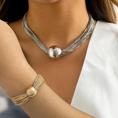1 collar de cadena gruesa para mujer, colgante de bola grande vintage, pulsera tipo gargantilla