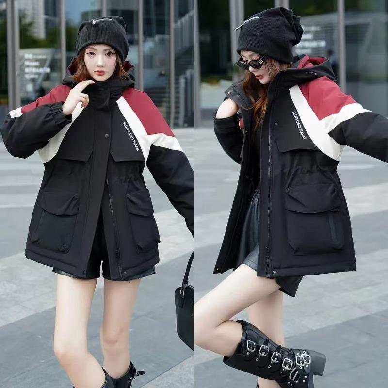 New Tooling Charging Cotton Clothes Hooded Thickened Autumn and Winter Women's Loose Large Size Fashion Down Cotton Clothes Women's Models