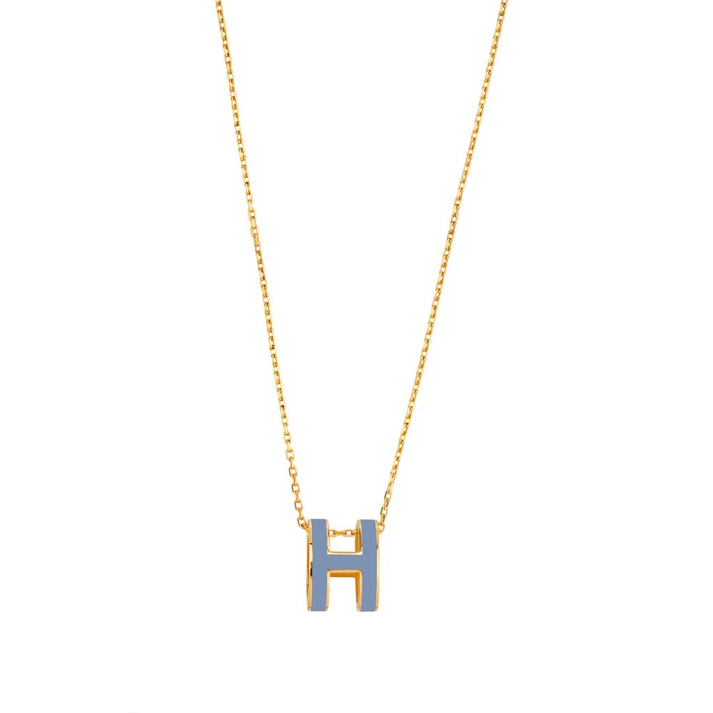 Hermes Mini Pop H Brand Logo Gold Plated Metal Necklace Women Necklace H147992F 05