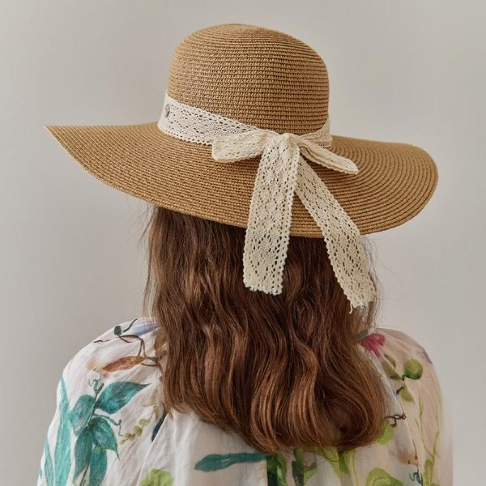 Maxza Lace Ribbon Wide Raffia Floppy Hat Ze07am006na