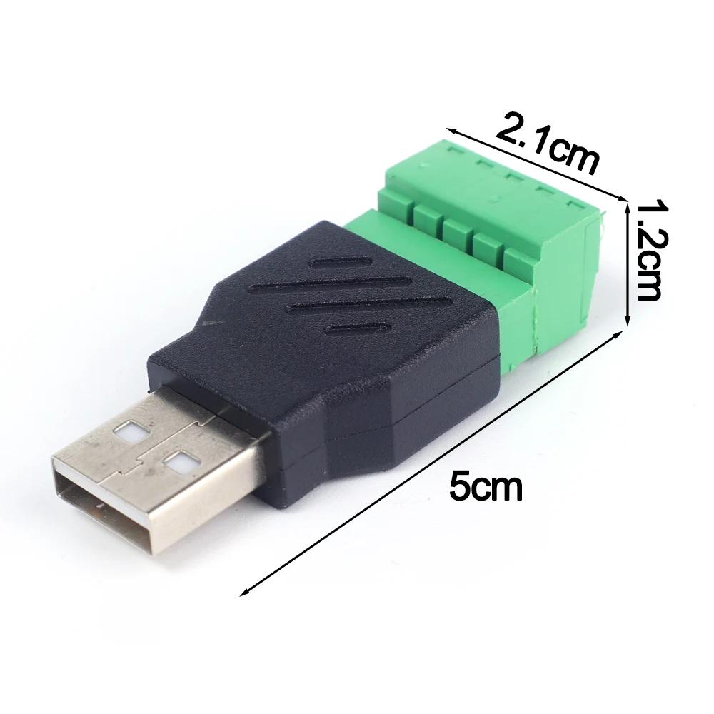 USB 2.0 Type A Male/Female To 5 Pin Screw Connector USB Jack with Shield USB2.0 To Screw Terminal Plug No Welding Required