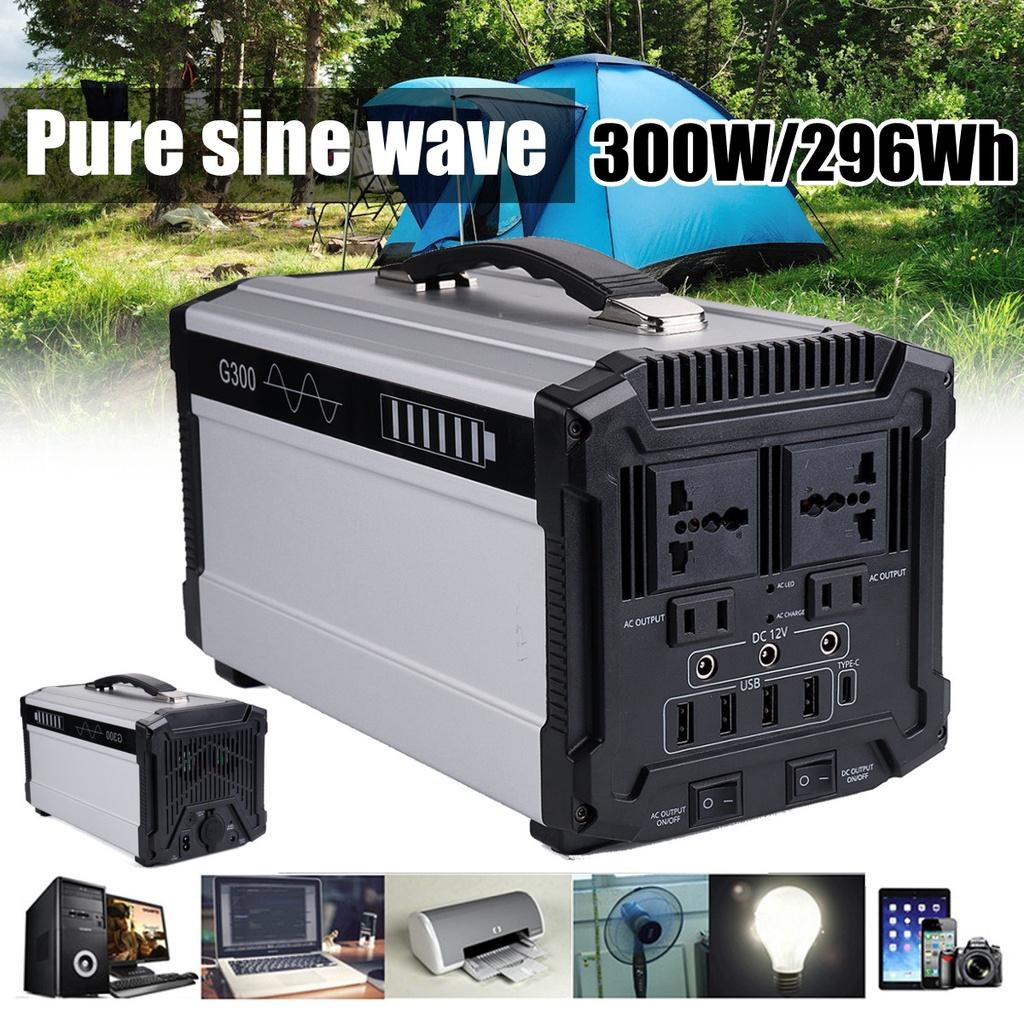 G300 296Wh Portable Power Station Solar Generators Pure Sine Wave Inverter Power Supply 600W for CPAP Home Camping Emergency Tool