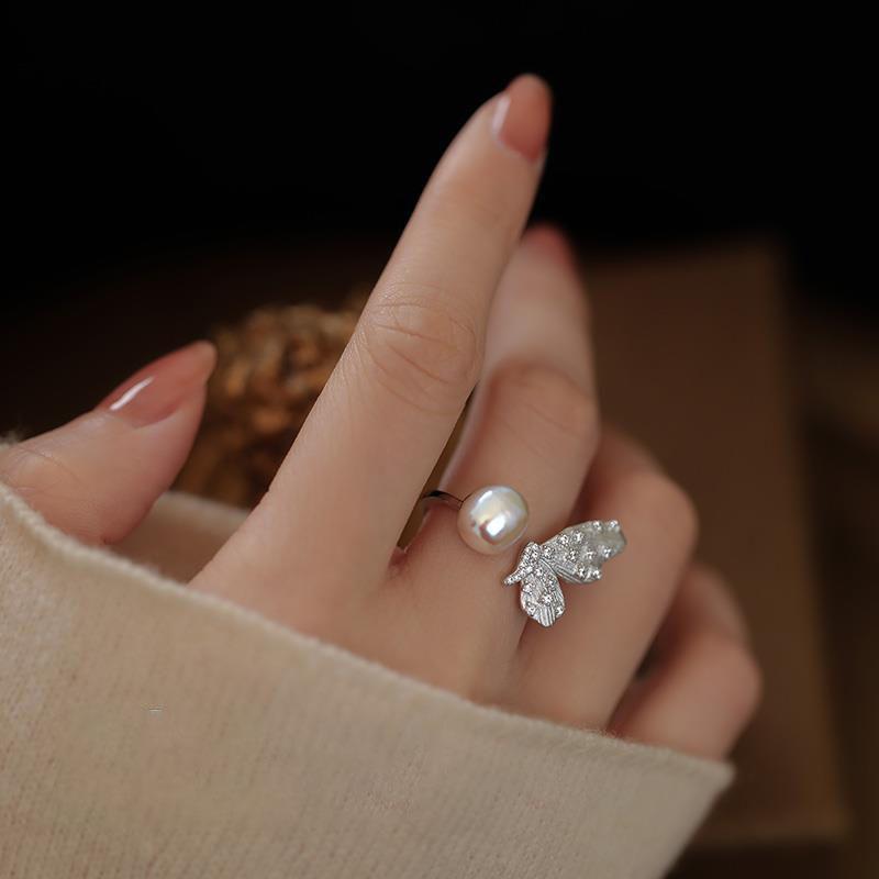 Luxury Boutique Freshwater Pearl Butterfly Ring for Women - Unique and Elegant Design