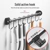 Stainless Steel No-Drill Wall-Mounted Kitchen & Bathroom Utensil Rack with Movable Hooks