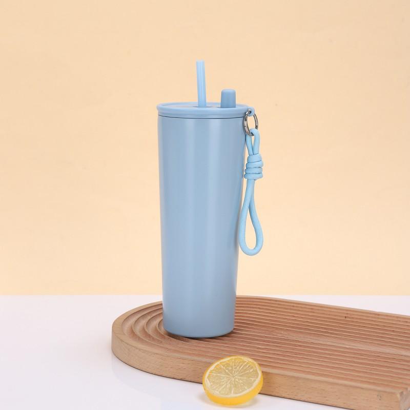 Stainless Steel Vacuum Insulated Travel Mug With Handle Straw 710ml Double Wall Car Cup Outdoor Office Commute