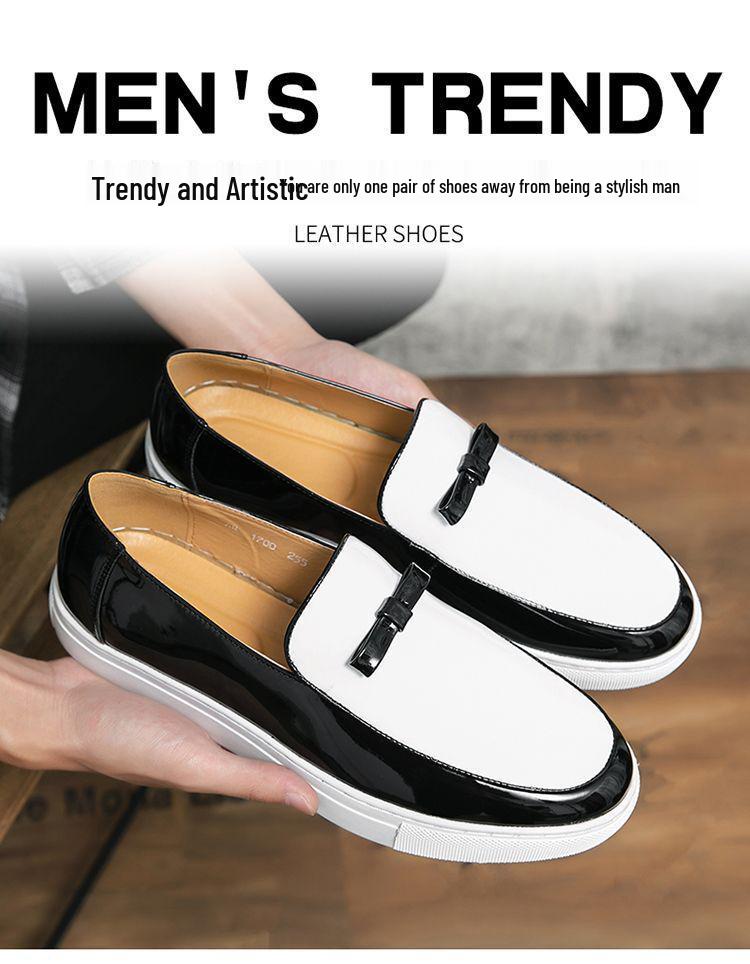 Men's Trendy Color-Block Leather Loafers: Breathable, Casual, and Stylish for Business or Weddings