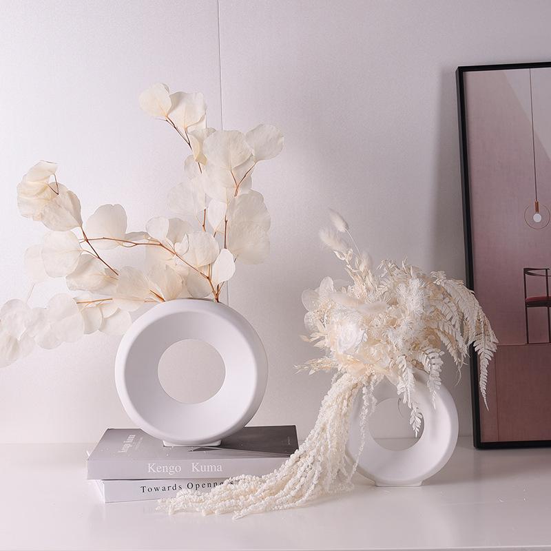 Ceramic Vase Natural Dried Flowers Pampas Phragmites Rabbit Tail Grass Bouquet Wedding Arrangement Christmas Home Decor Boho