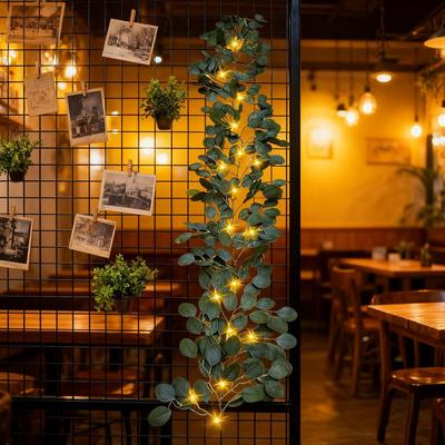 5.9ft LED Fairy Light Olive Vine Garland 96 LEDs Waterproof with Timer for Wedding Party Holiday Christmas Holiday Dorm Wall