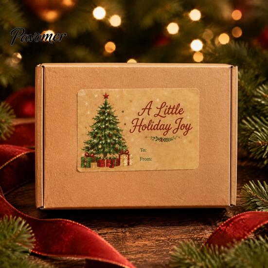 Holiday Present Labels 180PCS/Roll Christmas Label Stickers, Self-Adhesive Tags with to And from Seasonal Gift Box Decor Writing Field, Decorative