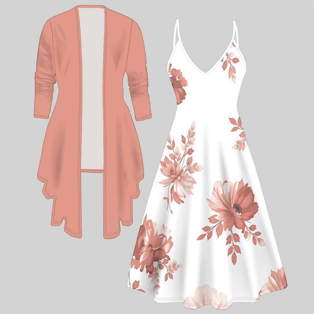 3D  Printed  Set Dress Coat ,  Colorful and Diverse Shapes Fashion Print,suitable for Various Scene Fashion Styles