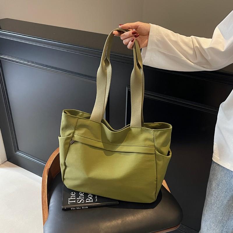 All-matching Nylon Shoulder Bag Women's Large-capacity Tote College Student Schoolbag Casual Solid Color Simple Commuting Handbag
