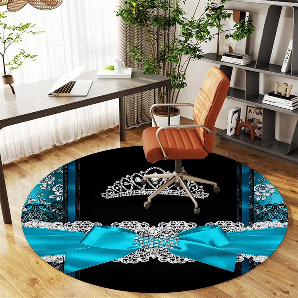 1pc tiara lace Round Chair mat office Area Rug - Non-Slip, Floor Mat for Office, Bedroom, and Indoor Decor p127283