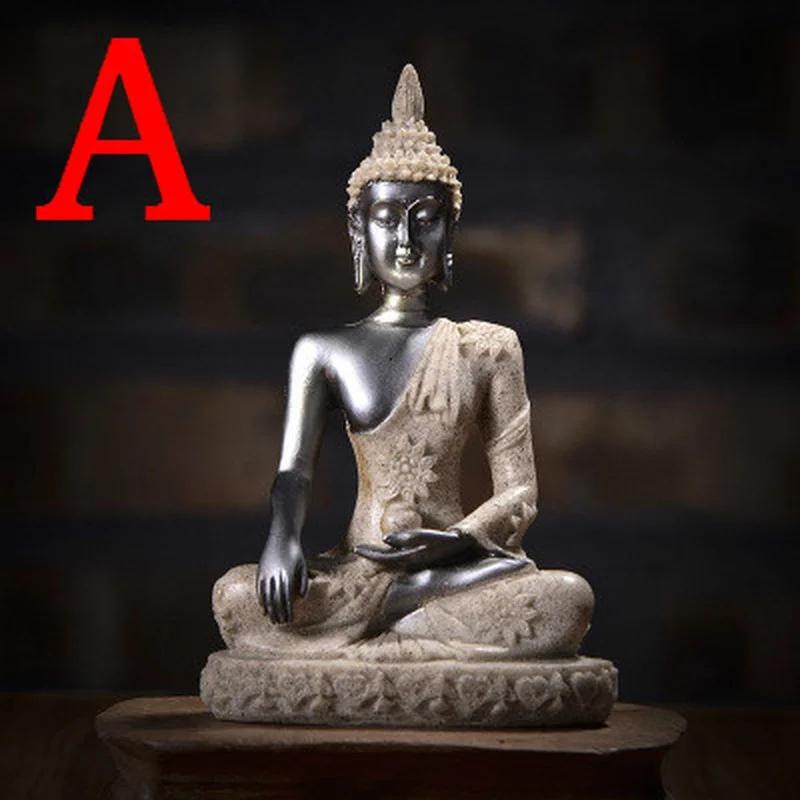 

11cm Statue of Buddha Sitting Resin Handicraft Retro Creative Micro Home Decoration A