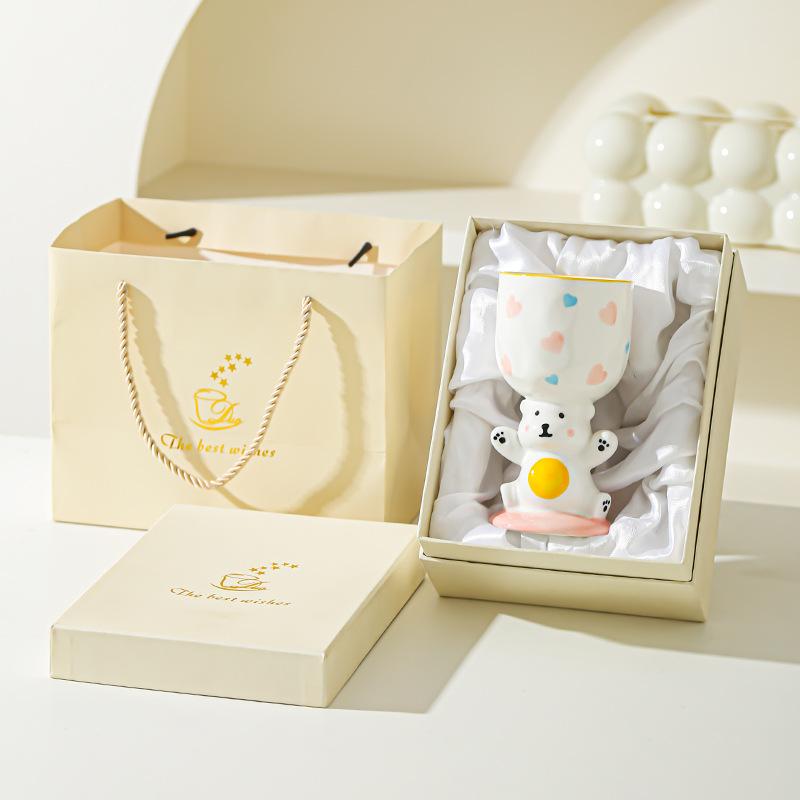 Cartoon Cute Birthday Gift Hand Painted Goblet Ice Cream Creative Drink Dessert Cupcake Ceramic Cup Aromatherapy Table