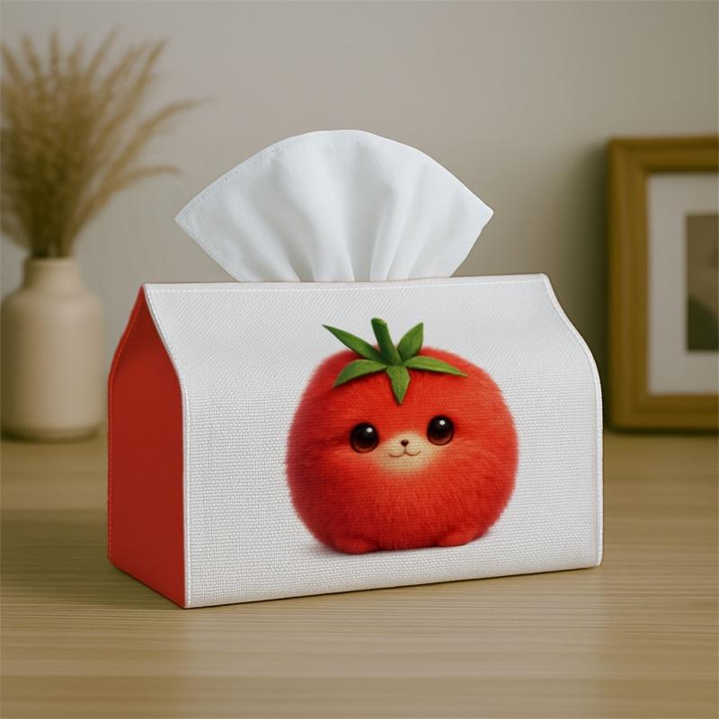 1pc Adorable Fantasy Artwork Contemporary Geometric Abstract Decorative Tissue Holder | Red Tomato Dog for Home, Parties, Car, Kitchen & Bathroom - Ti