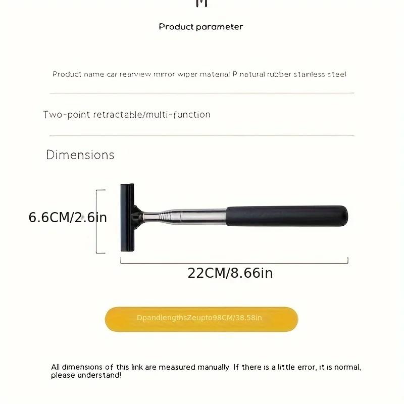 1pc car rearview mirror wiper telescopic car rearview mirror wiper long handle car cleaning tool rearview mirror glass defogger