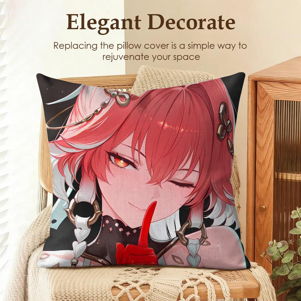 

Changli wuthering waves cute Cushion Cover Natural Linen Organic Fabric DoubleSided Printing Sofa Home Decor Gift Pillow Case 30x30cm