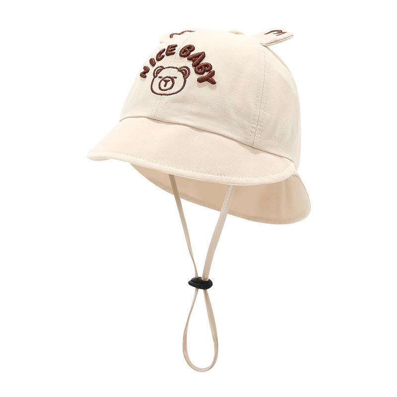 Spring & Autumn Baby Bear Double Brim Sun Hat - Breathable, Cute Unisex Bucket Hat for Boys & Girls