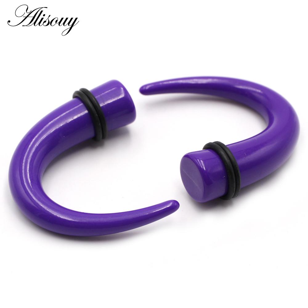 Alisouy 2pcs 1.6mm-11mm Acrylic C Sahpe Buffalo Horn Ear Gauges Ear Taper Stretching Plugs Tunnel Expander Body Piercing Jewelry
