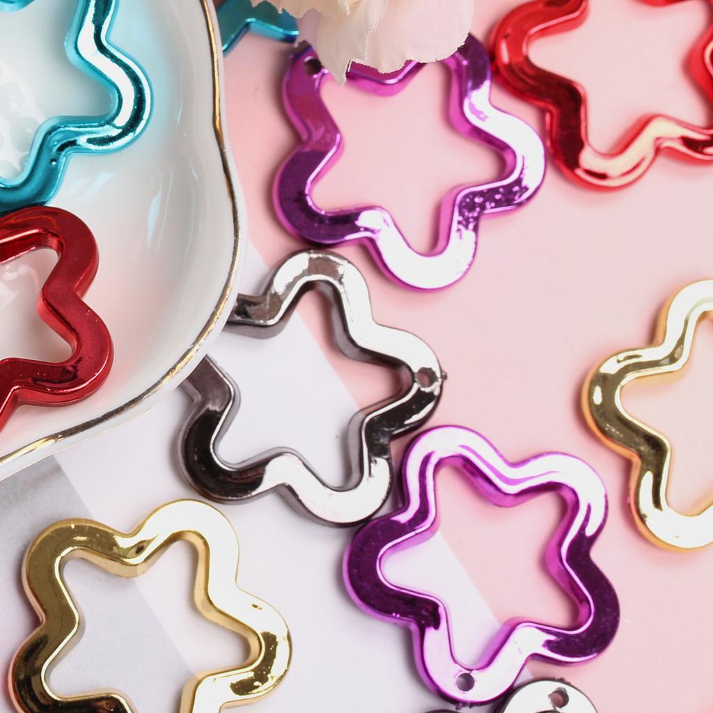 Loose Beads 10Pcs Star Pendant 30mm Imitation Metal Acrylic DIY Jewelry Accessories for Necklace Earrings Making Fashion