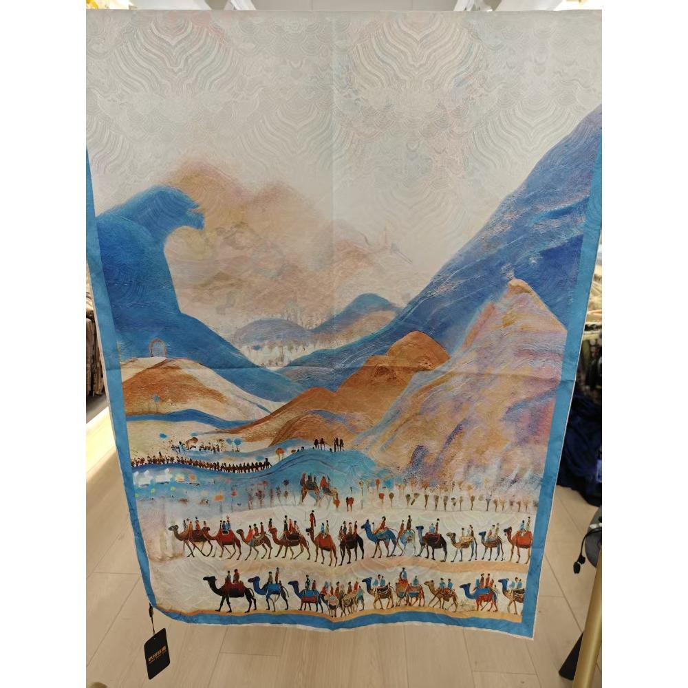 

Yiwu Silk Scarf Scarf Xiangyun 180 * 70 Long High-End Shawl Women S Summer Beach Towel National Style Printing 180*70