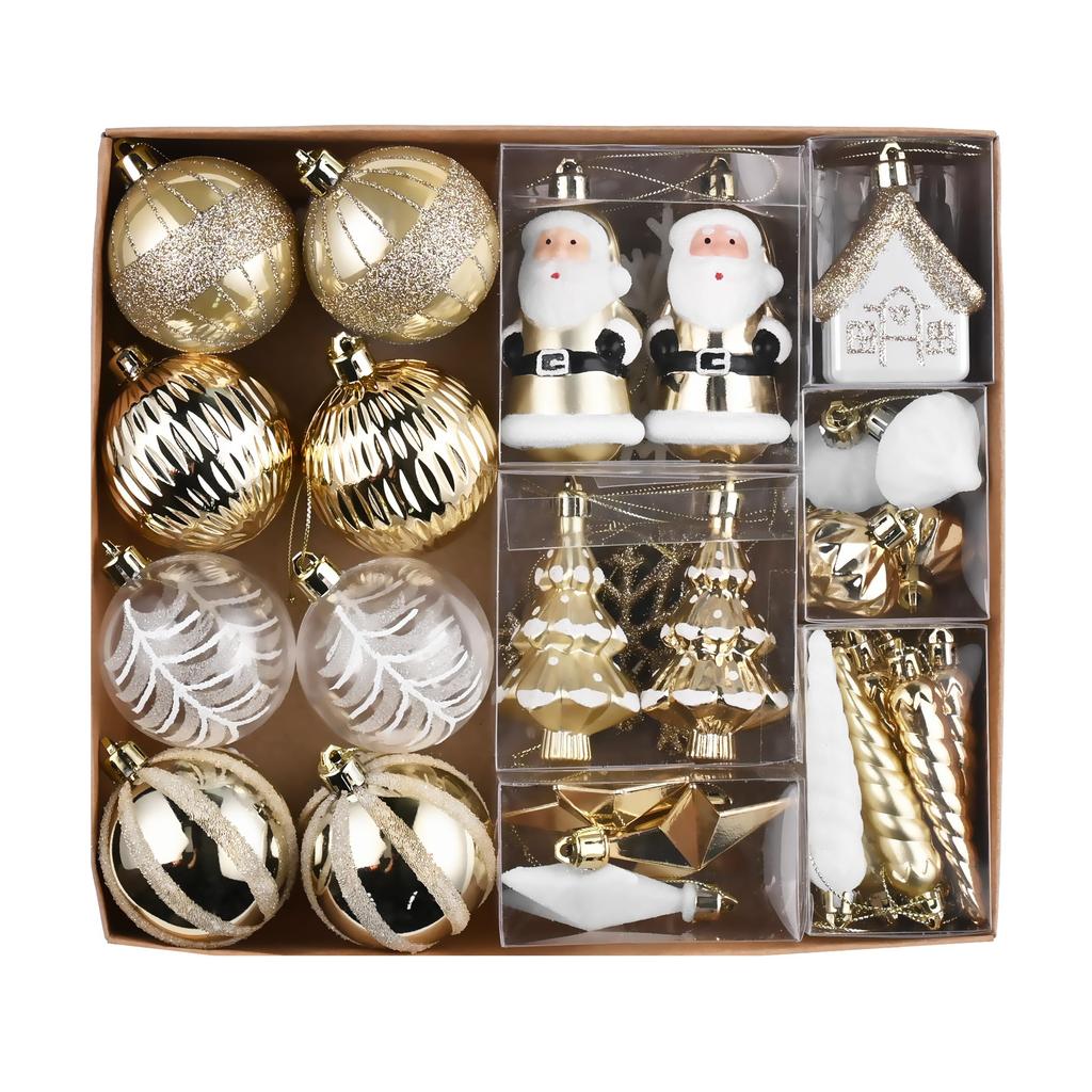 Valery Madelyn Christmas Tree Ball 40 White and Gold Tree Decorations with Top Stylish and Luxurious Nordic Style and Set, Ornaments, Stars, (White