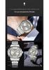 Men's Automatic Skeleton Watch with Steel Strap, Faux Mechanical Design, Calendar, Waterproof Features, Quartz Movement.
