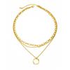 SHIXIN Vintage Simple 18K Gold Plated Stainless Steel Chain Round Pendant Necklace Women Fashion Multilayer Choker Neck Jewelry