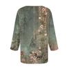 Dames 3/4 Mouw Shirts V-Hals Print Tops Casual Tops Basis T-shirts Blouse Losse Tops