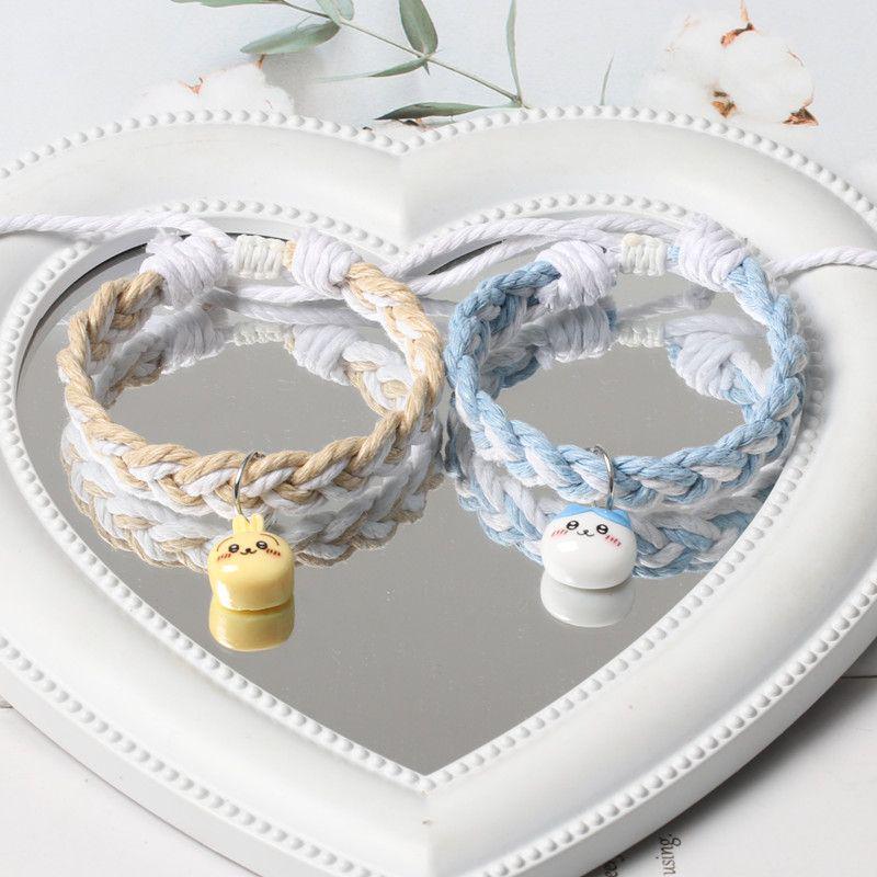Chiikawa Cotton Linen Adjustable Cartoon Couple Bracelet - Magnetic Bestie Bracelet for Women