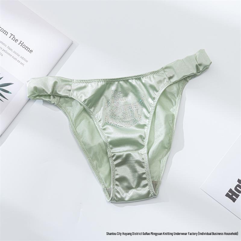 

Європейський та американський атласний стрінг: Жіночі сексуальні трусики-бікіні трикутної форми з деталями у вигляді лебедів XL Euro Waist 36cm світло-зелений колір