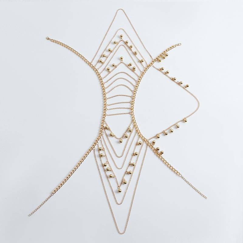 Fashionable Multi-Layer Tassel Metal Ball Shoulder Chain Body Chain Personalized Spicy Girl Chest Chain Accessories