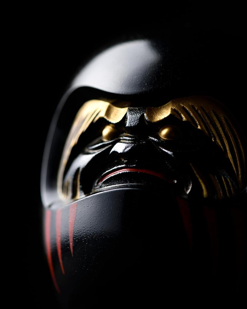 Gin-Yado Black Daruma Figurine by Engaku Daishi, Takaoka Copperware (Daruma BL)