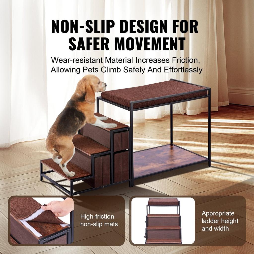 Pet Bunk Bed Dog/Cat Window Perch with Stairs Storage Medium Size