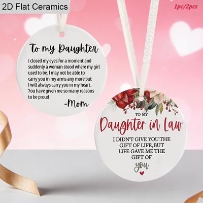 1pc/2pcs Daughter Ceramic Ornament - Christmas & Wedding Day Gift From Mom Dad Parents - Bridal Shower Holiday Decor for Her Girls Hanging Tree
