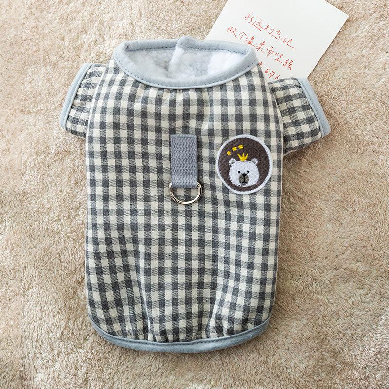 Cat clothes, autumn and winter, Japan and Korea, simple plaid can be pulled, cotton-padded clothes, puppies, dogs, two feet, pet cat clothes