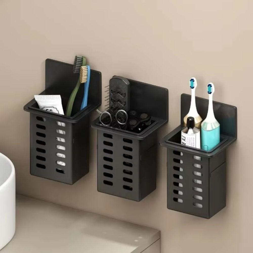 Plastic Toothbrush Storage Rack No Drill Chopsticks Cage Practical Wall Mounted Storage Box  Dorm
