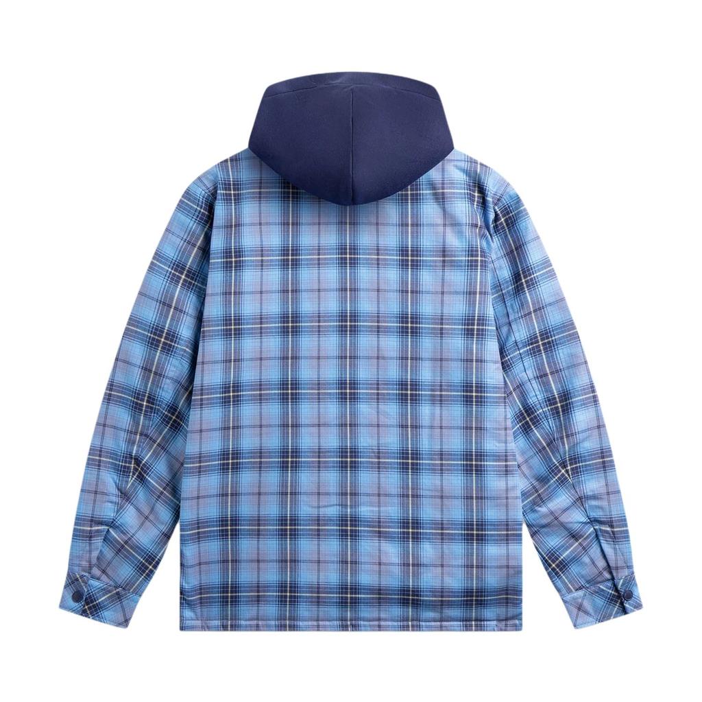 Li Ning Badfive Plaid Single-Breasted Hooded Versatile Cotton Jacket Men Jackets AFMW003-1