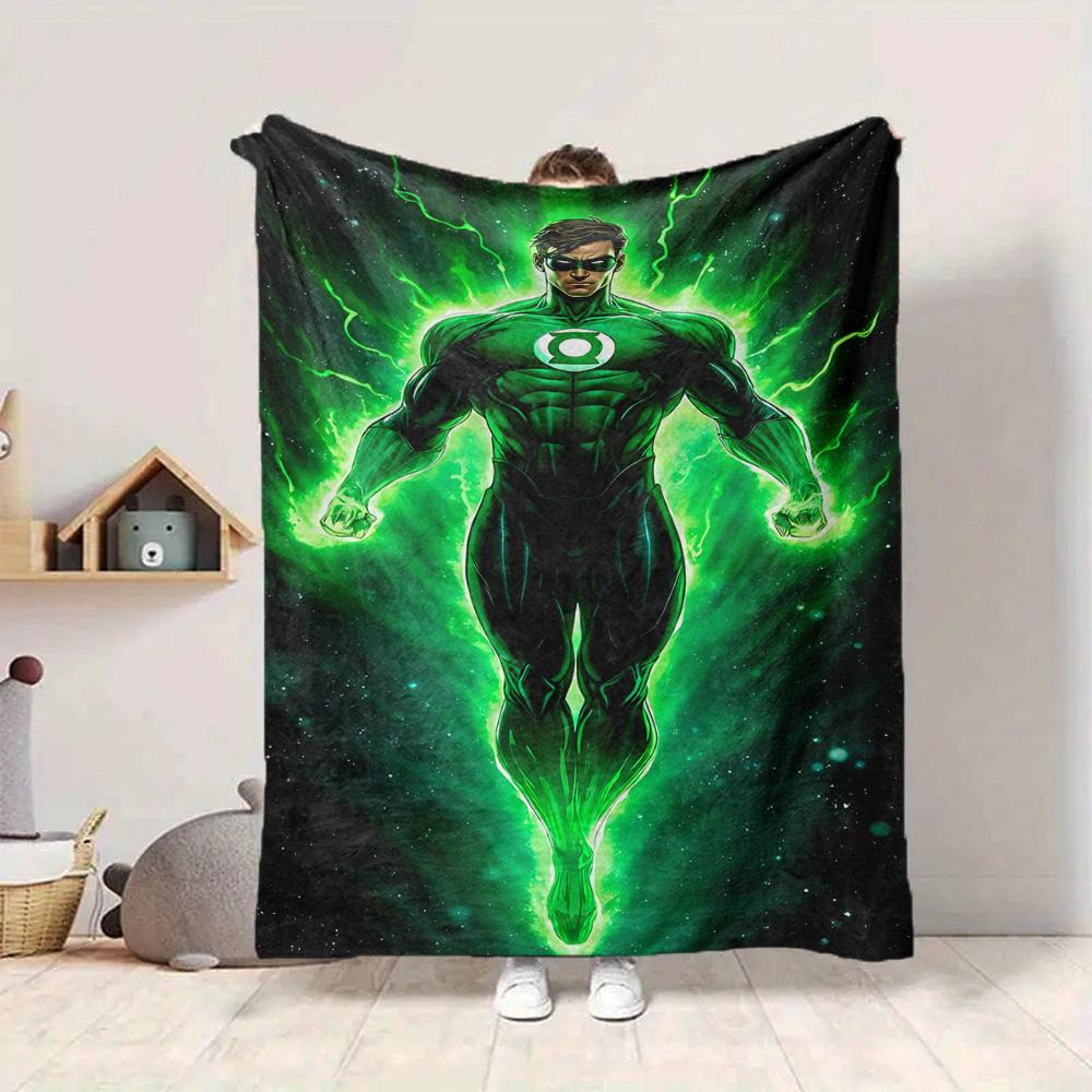 1pc Green Lantern Flannel Throw Blanket Soft, Warm & Cozy for Couch, Bed, Office, and Travel Versatile All Season Gift, Christmas Present