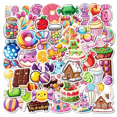 50 Kreative Doodle-Sticker Verschiedene Süßigkeiten Donuts Nicht Wiederholende Sticker