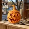 Mehrstufige Party-Dekorationen Handgewebte Kürbis-Laterne, Vintage Rustikale Halloween-Dekoration, Hohl lächelnde Fratz-Verzierung Gesicht Aufbewahrungsglas mit