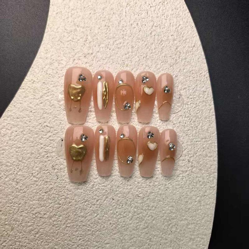 Luxury Private Label Press On Nails Handmade Custom Thick Acrylic Nails With Rhinestones Artificial Fingernails
