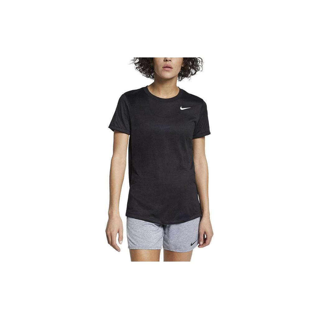 Nike Schnelltrocknendes Logo Rundhals-Pullover Kurzarm-T-Shirt Damen Tops Schwarz AQ3210-010