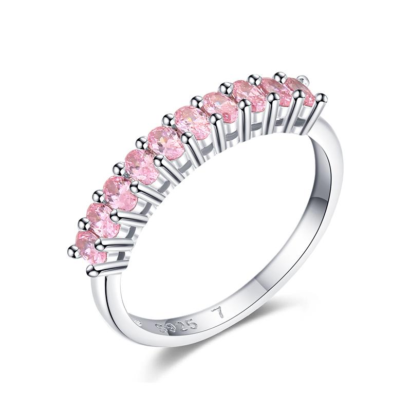 Romantic Pink Cubic Zirconia Ring Real 925 Sterling Silver Luxury Dazzling Finger Rings For Women Wedding Jewelry Anel