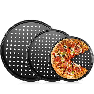 LMETJMA Pizza Pan With Holes Carbon Steel Perforated Non-Stick Pizza Tray for Oven Pizza Crisper Pan Dishwasher Safe JT139