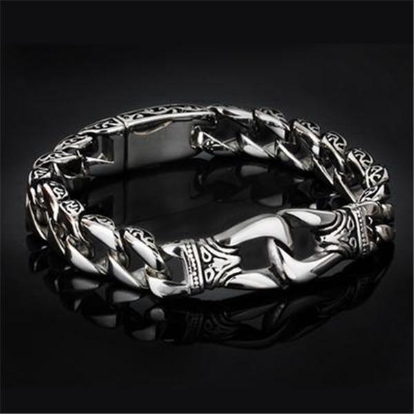 Men's Stainless Steel Polished Silver Heavy Huge Curb Link Chain Bangle Bracelet Men's Stainless Steel Polished Silver Heavy Huge Curb Link Chain Bangle Bracelet