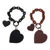 Keychain Pendant Chain Faux Leather Heart Pendant Stainless Portable Shoulder Bag Handbag Decoration Pendant Keyring Holiday Gift