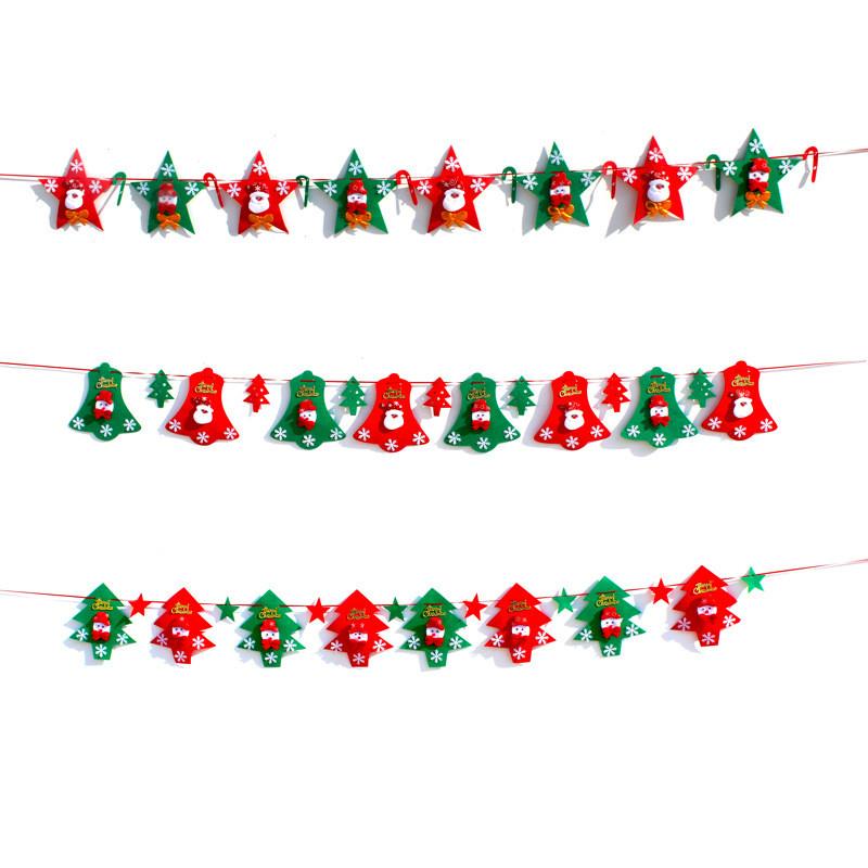 Nonwoven Christmas Cheerful Flags Featuring Snowmen Santa And Christmas Trees Celebrations For